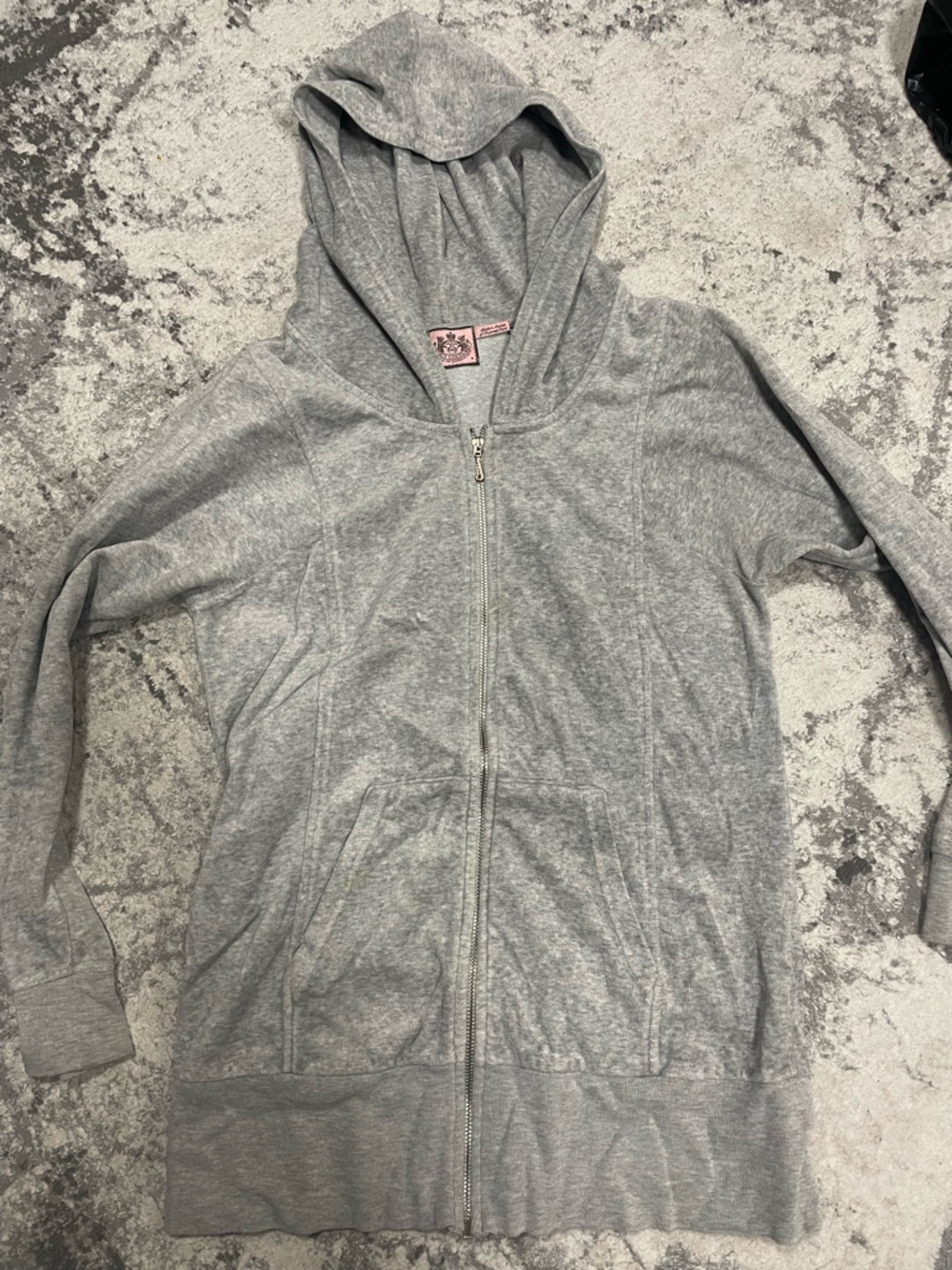 Juicy Couture Light Gray Full-Zip Hooded Cardigan